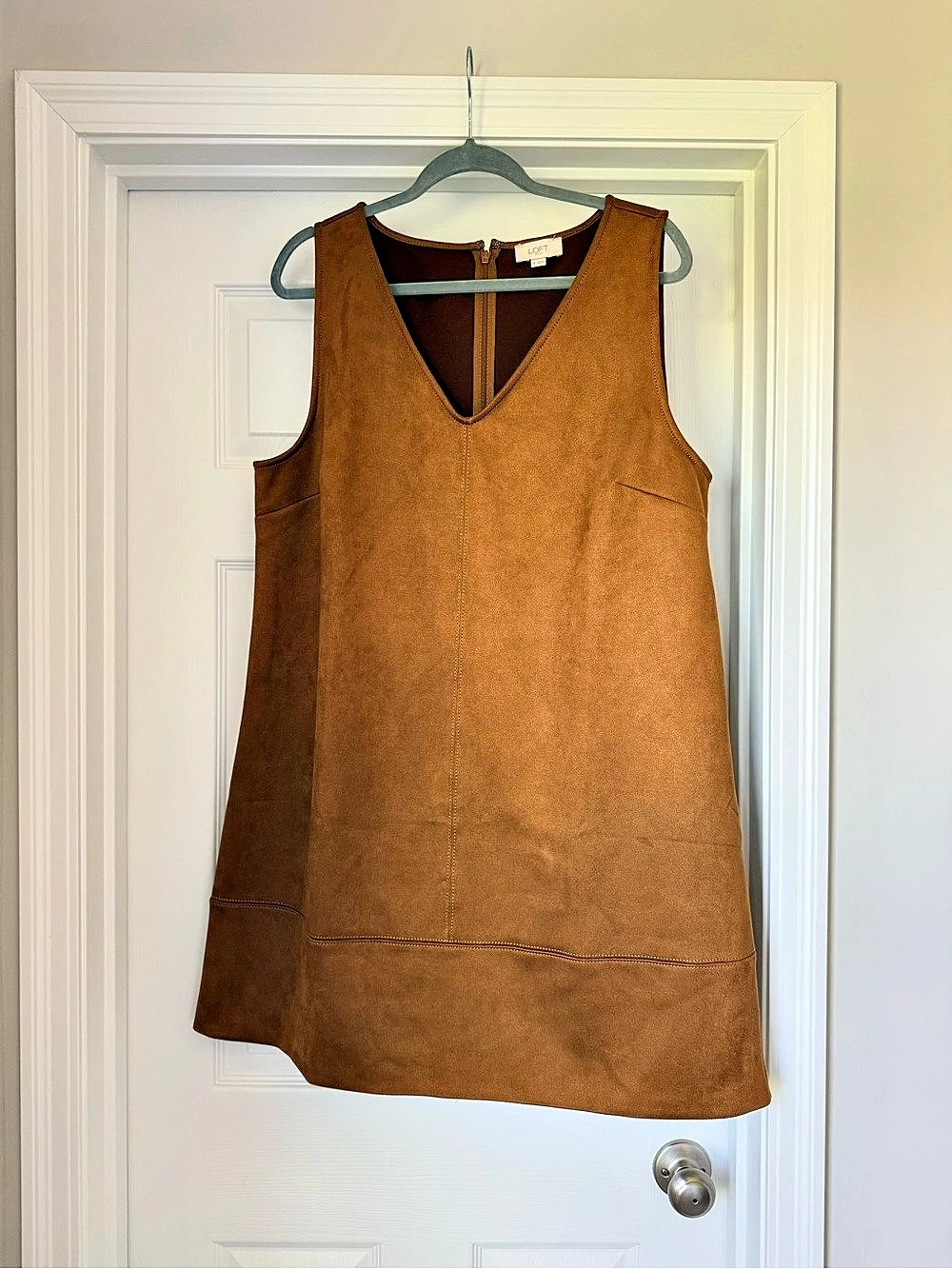 LOFT Brown Suede Mini Dress Size 16- Like New